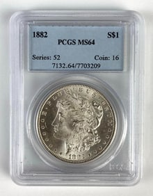 PCGS Graded 1882 US $1 Morgan Silver Dollar MS64
