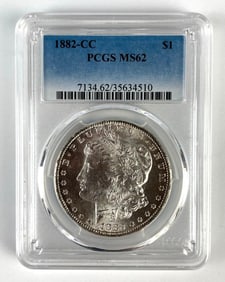 PCGS Graded 1882-CC US $1 Morgan Silver Dollar MS62