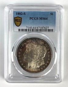 PCGS Graded 1882-S US $1 Morgan Silver Dollar MS64