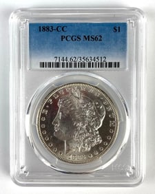 PCGS Graded 1883-CC US $1 Morgan Silver Dollar MS62