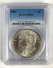 PCGS Graded 1884 US $1 Morgan Silver Dollar MS64