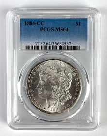 PCGS Graded 1884-CC US $1 Morgan Silver Dollar MS64