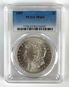 PCGS Graded 1885 US $1 Morgan Silver Dollar MS65