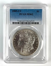 PCGS Graded 1885-CC US $1 Morgan Silver Dollar MS62