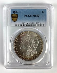 PCGS Graded 1887 US $1 Morgan Silver Dollar MS63