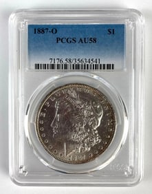 PCGS Graded 1887-O US $1 Morgan Silver Dollar AU58