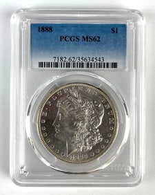 PCGS Graded 1888 US $1 Morgan Silver Dollar MS62