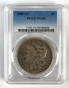PCGS Graded 1889-CC US $1 Morgan Silver Dollar VG10