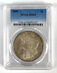 PCGS Graded 1890 US $1 Morgan Silver Dollar MS63