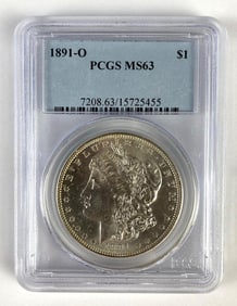 PCGS Graded 1891-O US $1 Morgan Silver Dollar MS63