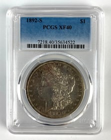 PCGS Graded 1892-S US $1 Morgan Silver Dollar XF40