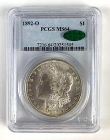 PCGS Graded 1892-O US $1 Morgan Silver Dollar MS64 CAC