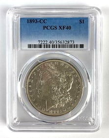 PCGS Graded 1893-CC US $1 Morgan Silver Dollar XF40