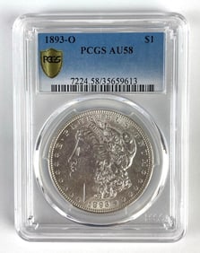 PCGS Graded 1893-O US $1 Morgan Silver Dollar AU58