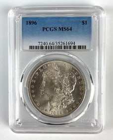 PCGS Graded 1896 US $1 Morgan Silver Dollar MS64