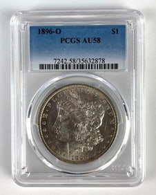 PCGS Graded 1896-O US $1 Morgan Silver Dollar AU58