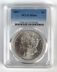 PCGS Graded 1897 US $1 Morgan Silver Dollar MS64