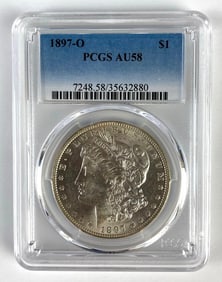 PCGS Graded 1897-O US $1 Morgan Silver Dollar AU58