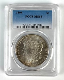 PCGS Graded 1898 US $1 Morgan Silver Dollar MS64