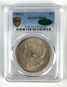 PCGS Graded 1898-S US $1 Morgan Silver Dollar MS64 CAC
