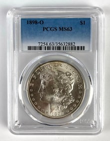 PCGS Graded 1898-O US $1 Morgan Silver Dollar MS63