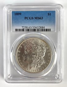 PCGS Graded 1899 US $1 Morgan Silver Dollar MS63