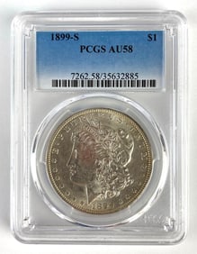 PCGS Graded 1899-S US $1 Morgan Silver Dollar AU58