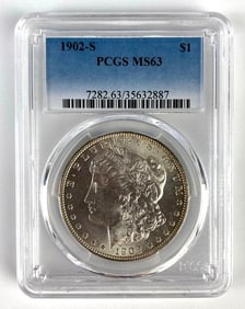 PCGS Graded 1902-S US $1 Morgan Silver Dollar MS63