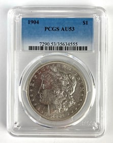 PCGS Graded 1904 US $1 Morgan Silver Dollar AU53