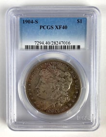 PCGS Graded 1904-S US $1 Morgan Silver Dollar XF40