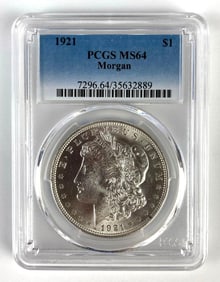 PCGS Graded 1921 US $1 Morgan Silver Dollar MS64