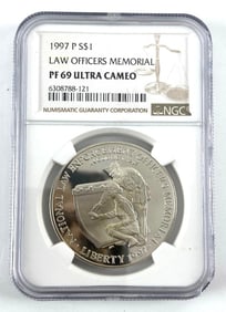 NGC Graded 1997 P $1 Law Officer Memorial PF70 Ultra Cameo