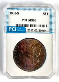 PCI Graded 1881-S US $1 Morgan Silver Dollar MS65