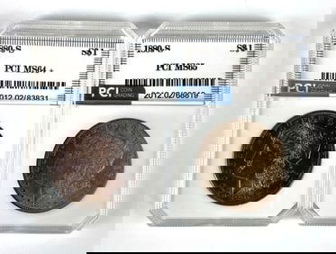 Group of 2 PCI Graded 1880-S US $1 Morgan Silver Dollars