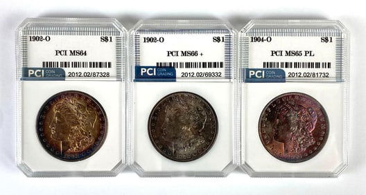 Group of 3 PCI Graded 1900s US $1 Morgan Silver Dollars