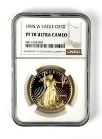 NGC Graded 1995 W US $50 1 oz Gold Eagle Gold Coin PF70 Ultra Cameo