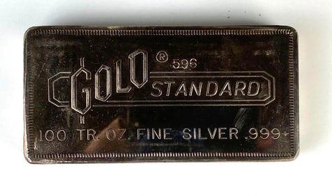 SUPER RARE Gold Standard 100 oz .999 Fine Silver Ingot/ Bar