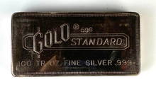 SUPER RARE Gold Standard 100 oz .999 Fine Silver Ingot/ Bar