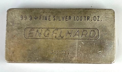 Extremely Early and RARE Engelhard 100 oz .999 Fine Silver Ingot/Bar