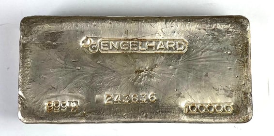 RARE Hand Poured Bullseye Engelhard 100 oz .999 Silver Ingot/Bar