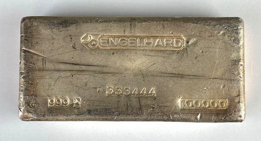 RARE Hand Poured Bullseye Engelhard 100 oz .999 Silver Ingot/Bar