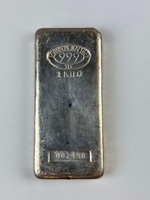 RARE EARLY Johnson Matthey 32.15 oz .999 Sliver Ingot/Bar