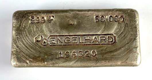 RARE BULLSEYE Engelhard 50 oz .999 Silver Ingot/Bar