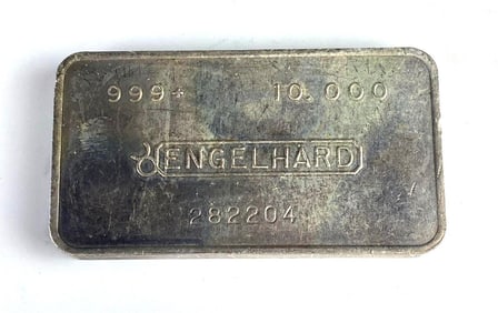 BULLSEYE Engelhard 10 oz .999 Silver Ingot/ Bar