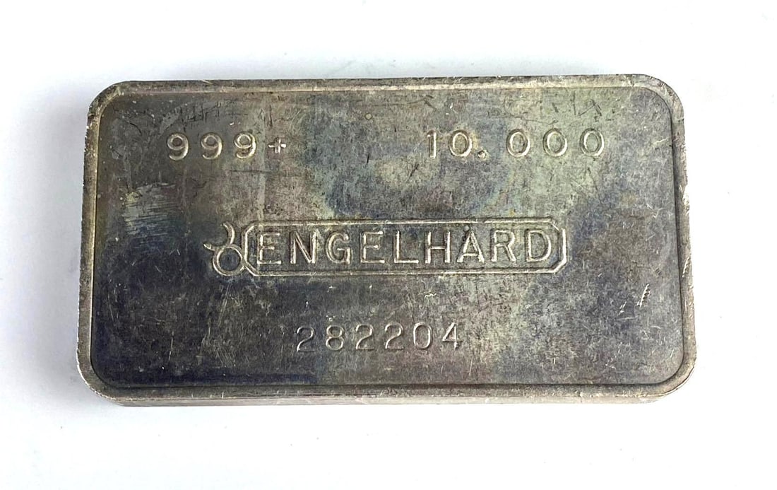 BULLSEYE Engelhard 10 oz .999 Silver Ingot/ Bar (1 of 2)