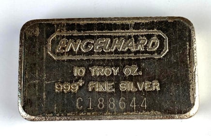 Engelhard 10 oz .999 Fine Silver Ingot/Bar