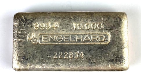Very Early Bullseye Engelhard 10 oz .999 Silver Ingot/Bar