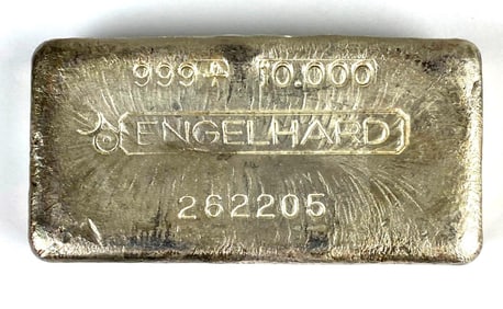 Very Early Bullseye Engelhard 10 oz .999 Silver Ingot/Bar