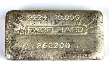 Very Early Bullseye Engelhard 10 oz .999 Silver Ingot/Bar