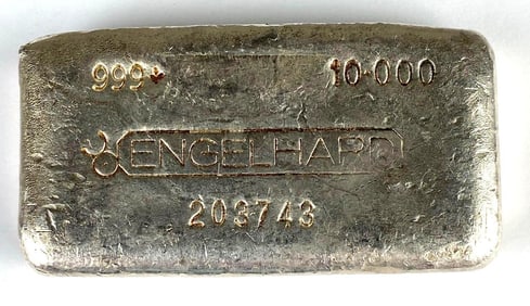 Very Early Bullseye Engelhard 10 oz .999 Silver Ingot/Bar